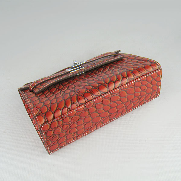 AAA Hermes Kelly 22 CM Python Leather Handbag Dark Orange H008 On Sale - Click Image to Close